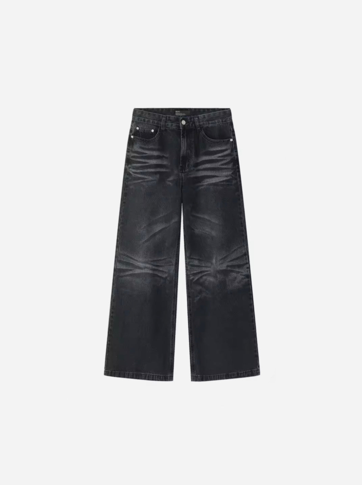 GRAY WAVE WASHED BAGGY JEANS