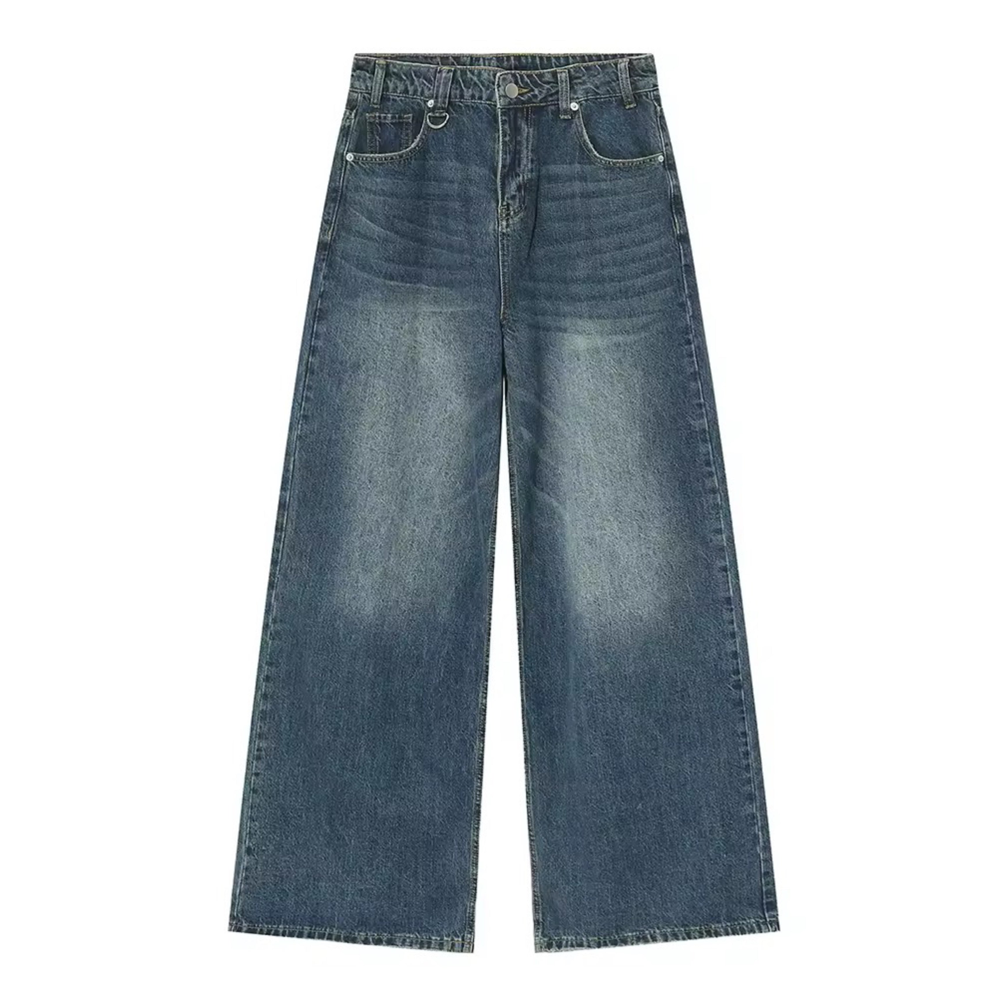 BLUE WASHED BAGGY JEANS