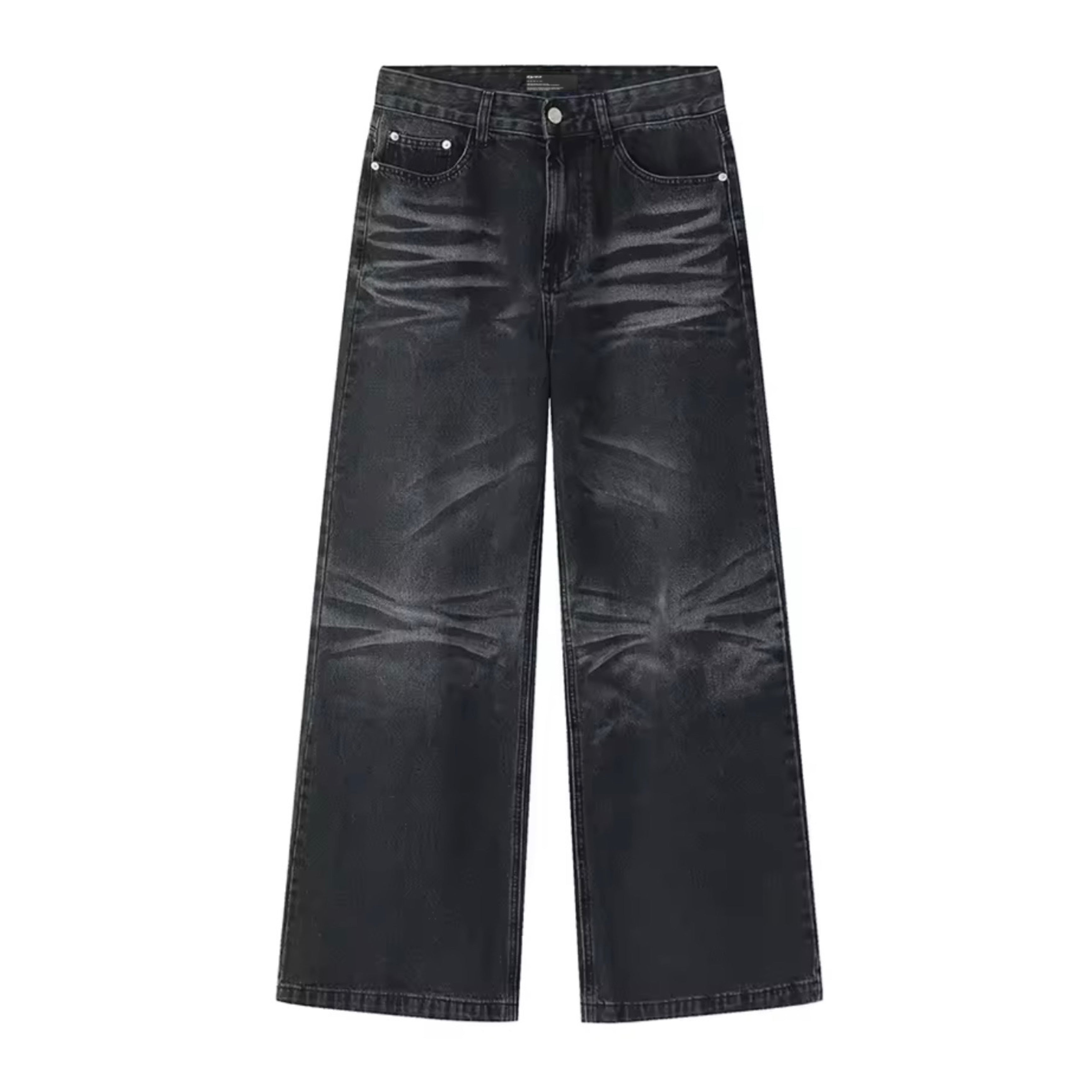 GRAY WAVE WASHED BAGGY JEANS