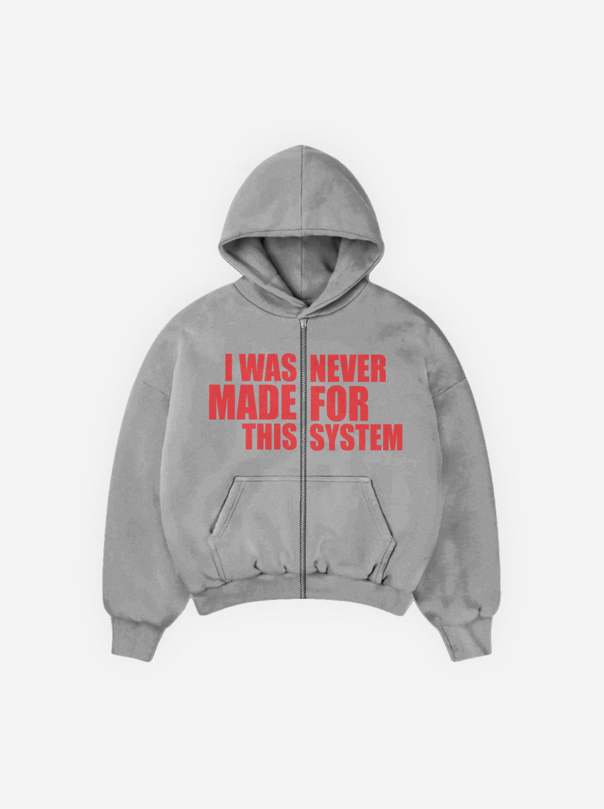 NEVER MADE GRAY ZIP HOODIE