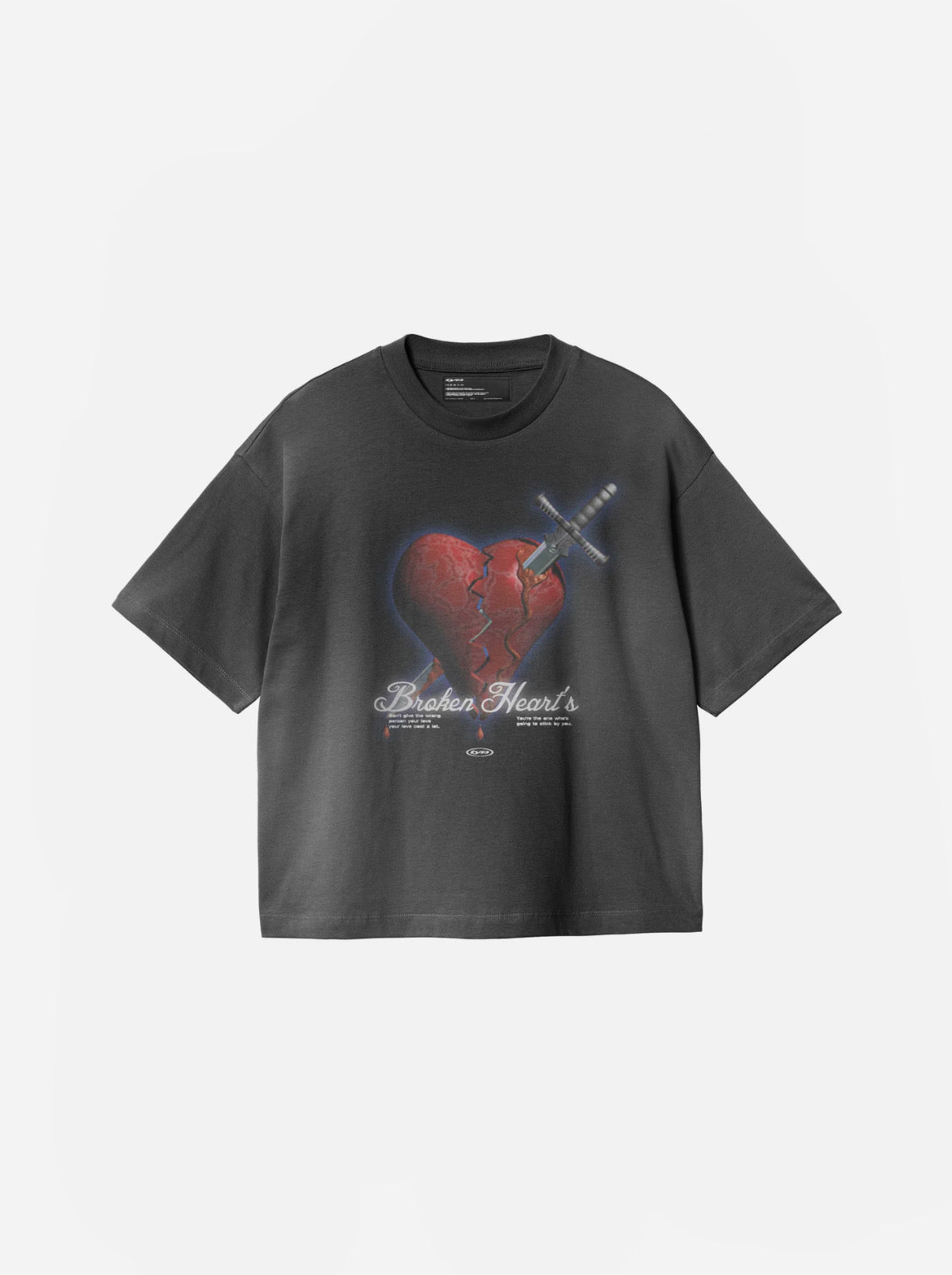 Broken Hearts WASHED Black T-SHIRT