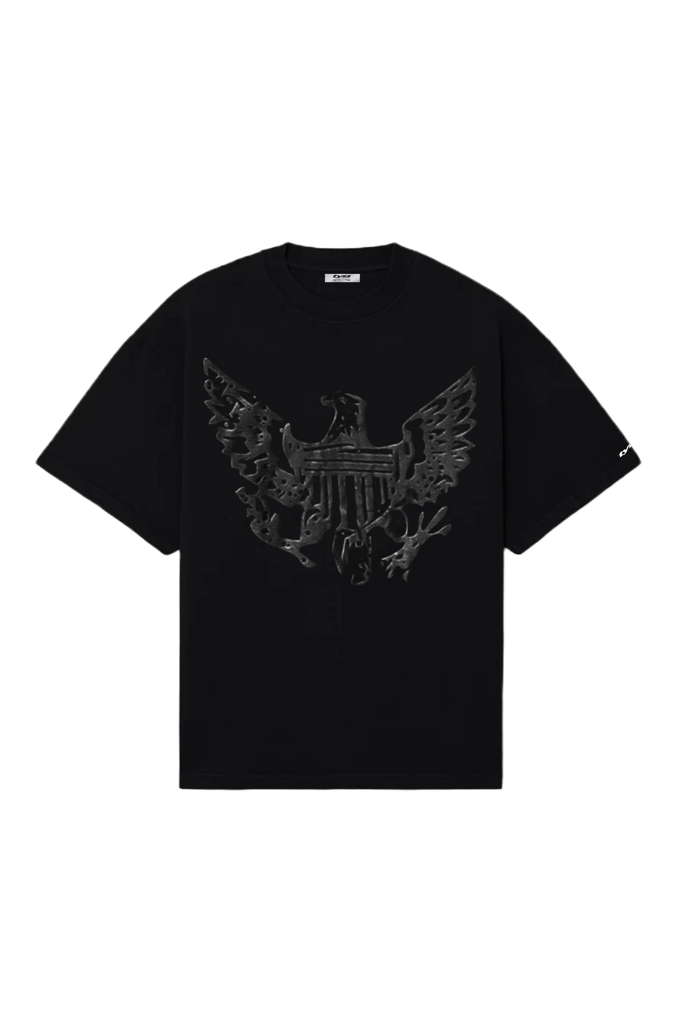 LOGO DISTRESSED BLACK T-SHIRT