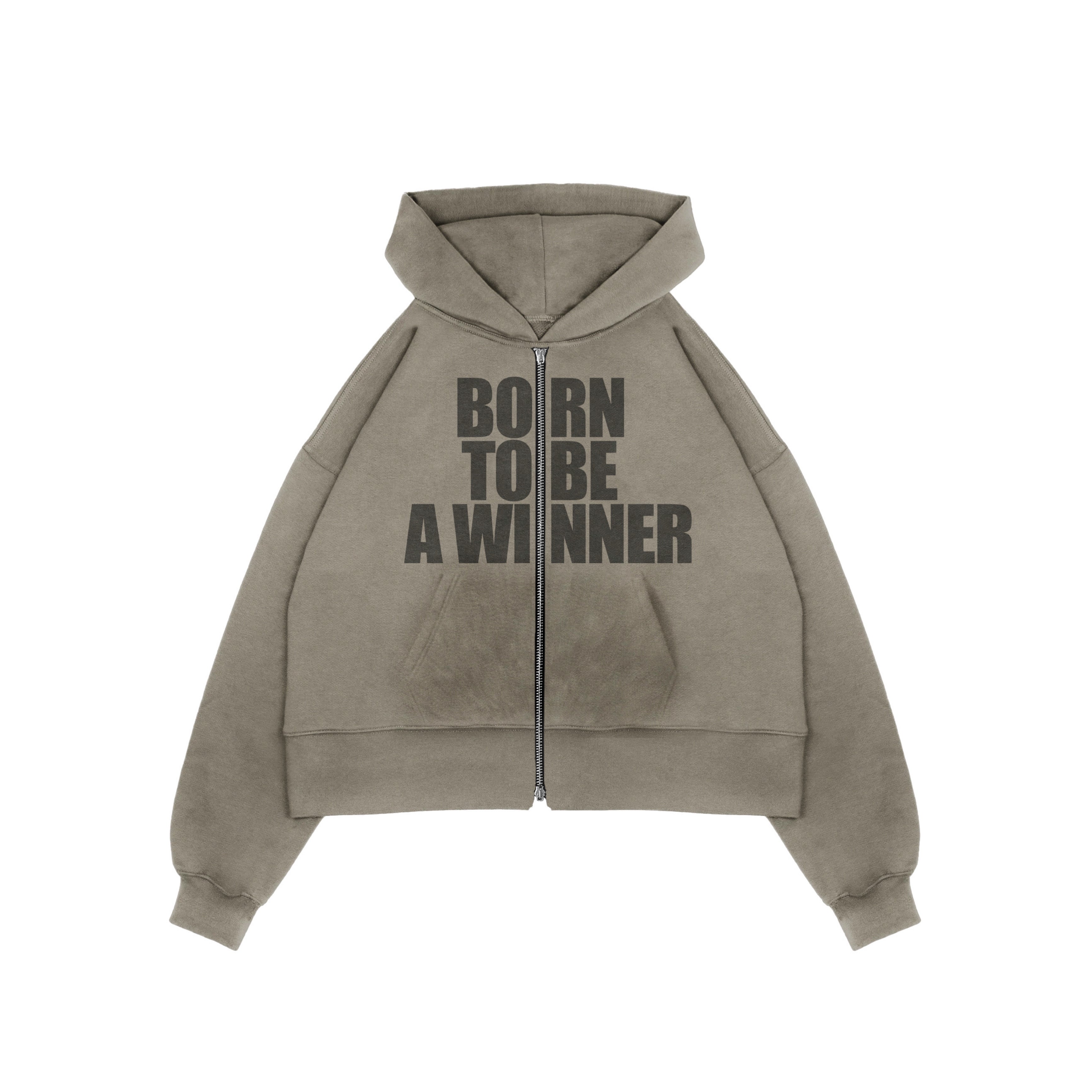 BORN TO BE Pale Olive ZIP HOODIE