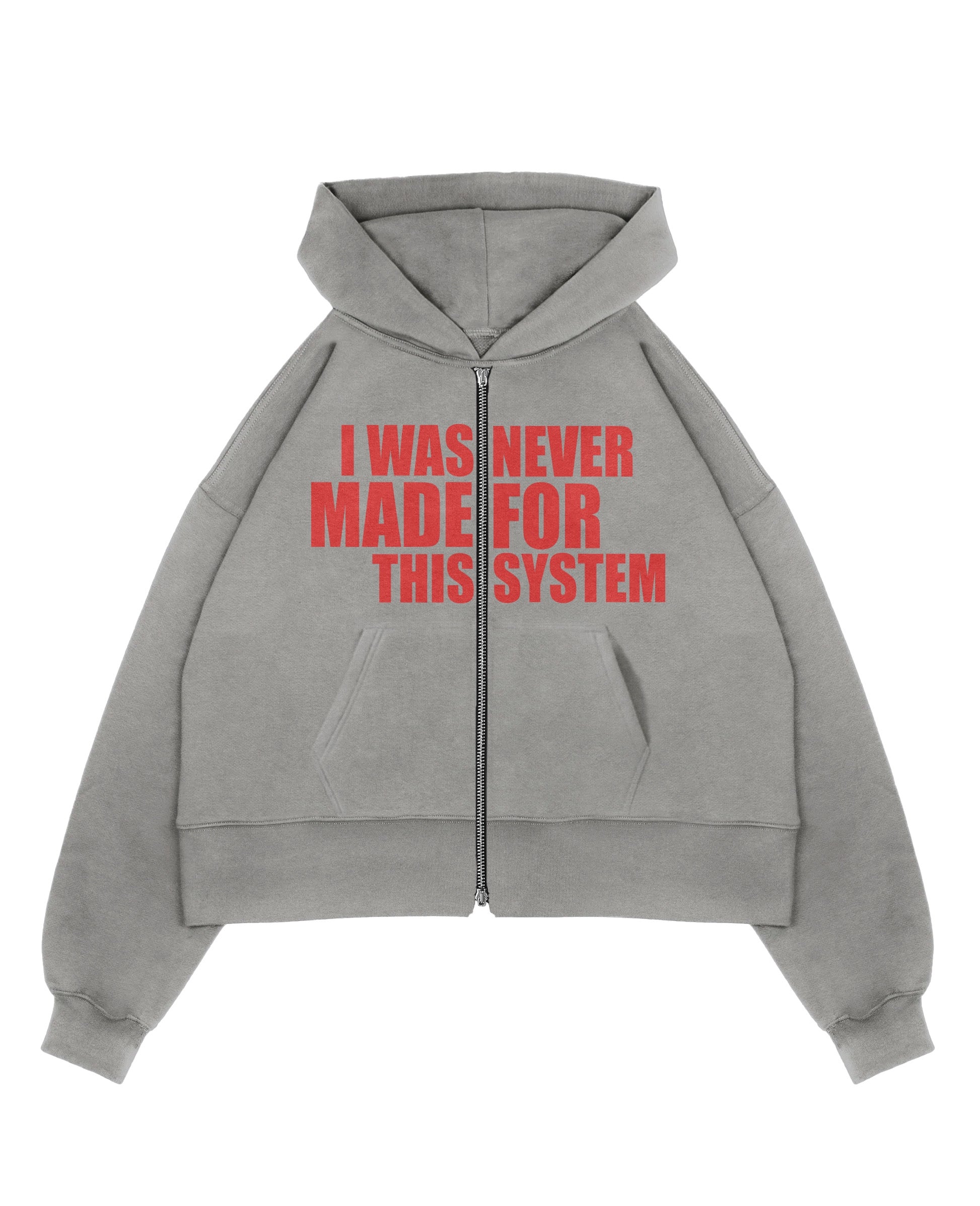 NEVER MADE GRAY ZIP HOODIE