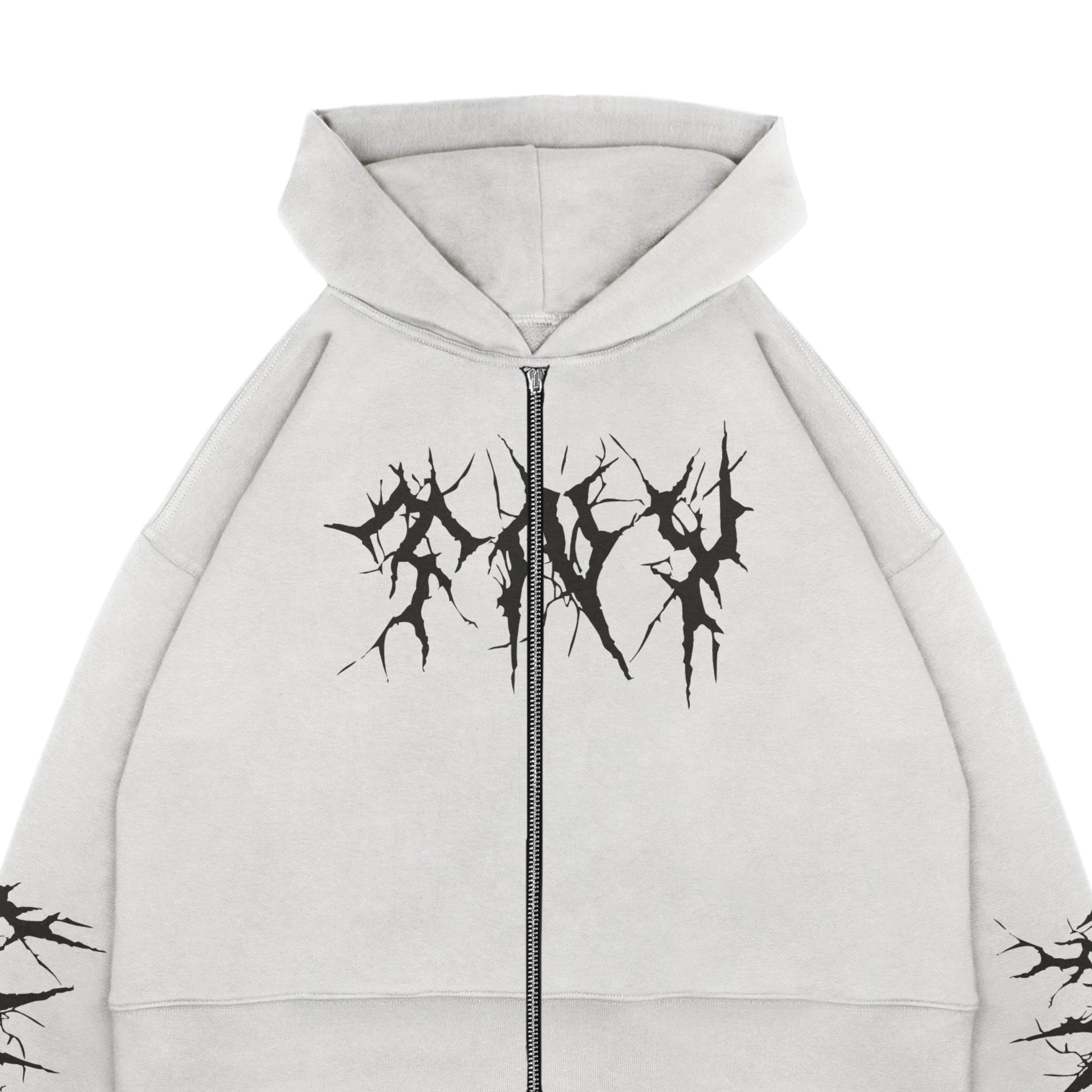 LOGO WHITE ZIP HOODIE