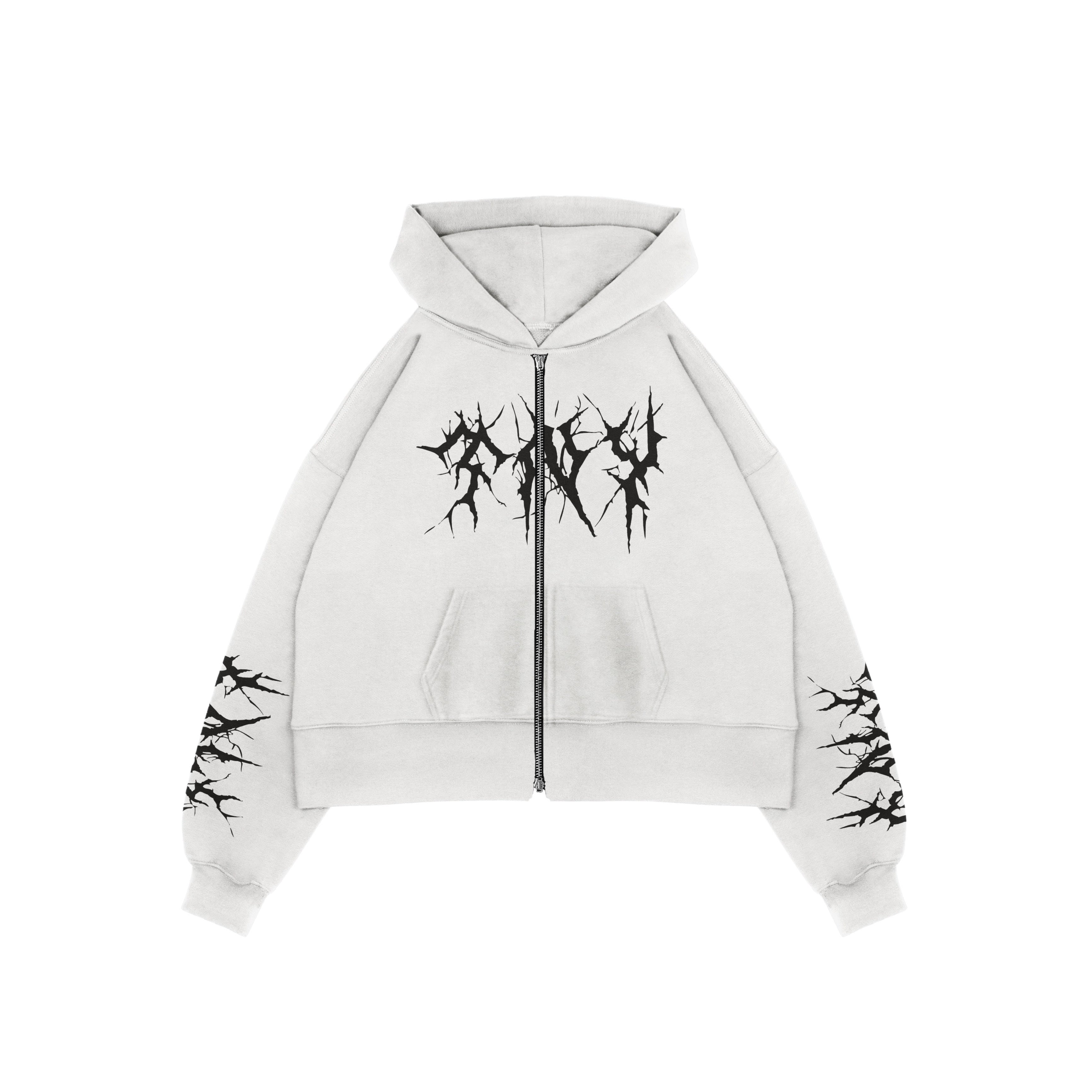 LOGO WHITE ZIP HOODIE